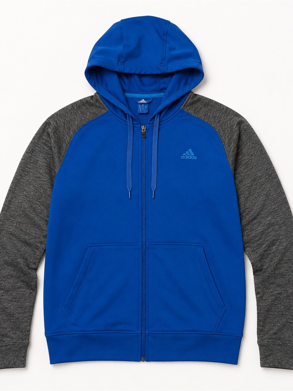 adidas ClimaWarm Blue Gray Full Zip Hoodie Jacket - Men M